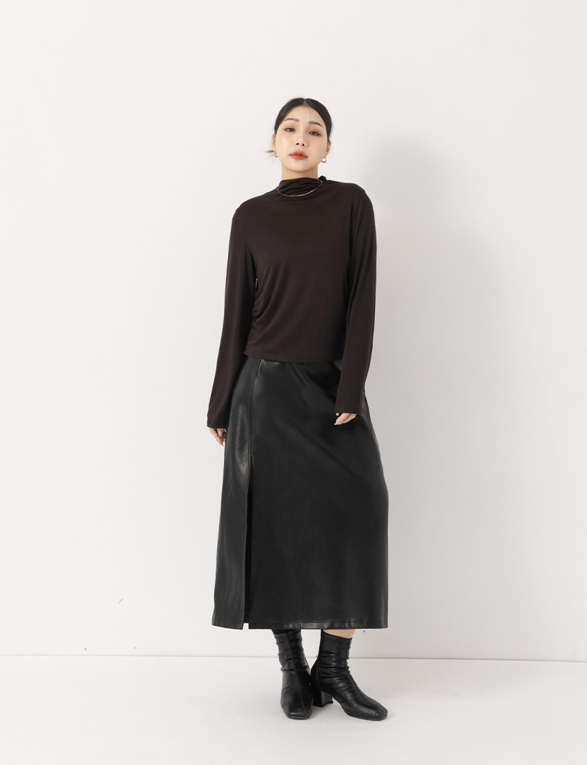 MUA! Semi Sheer TENCEL Wool Mock Neck Plus Size Long Sleeve Top