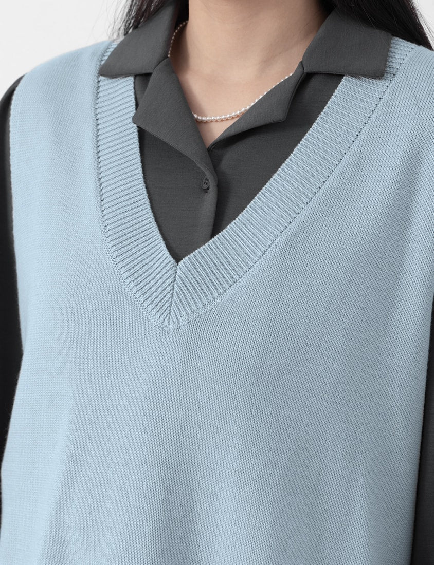 MISS. Soft Tencel Silky Wool Plus Size Knit Vest