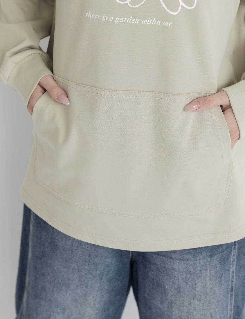 Contrast Collar Floral Print Plus Size Long Sleeve Top