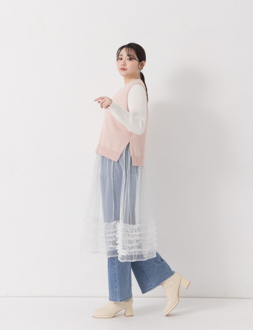 MISS. Soft Tencel Silky Wool Plus Size Knit Vest