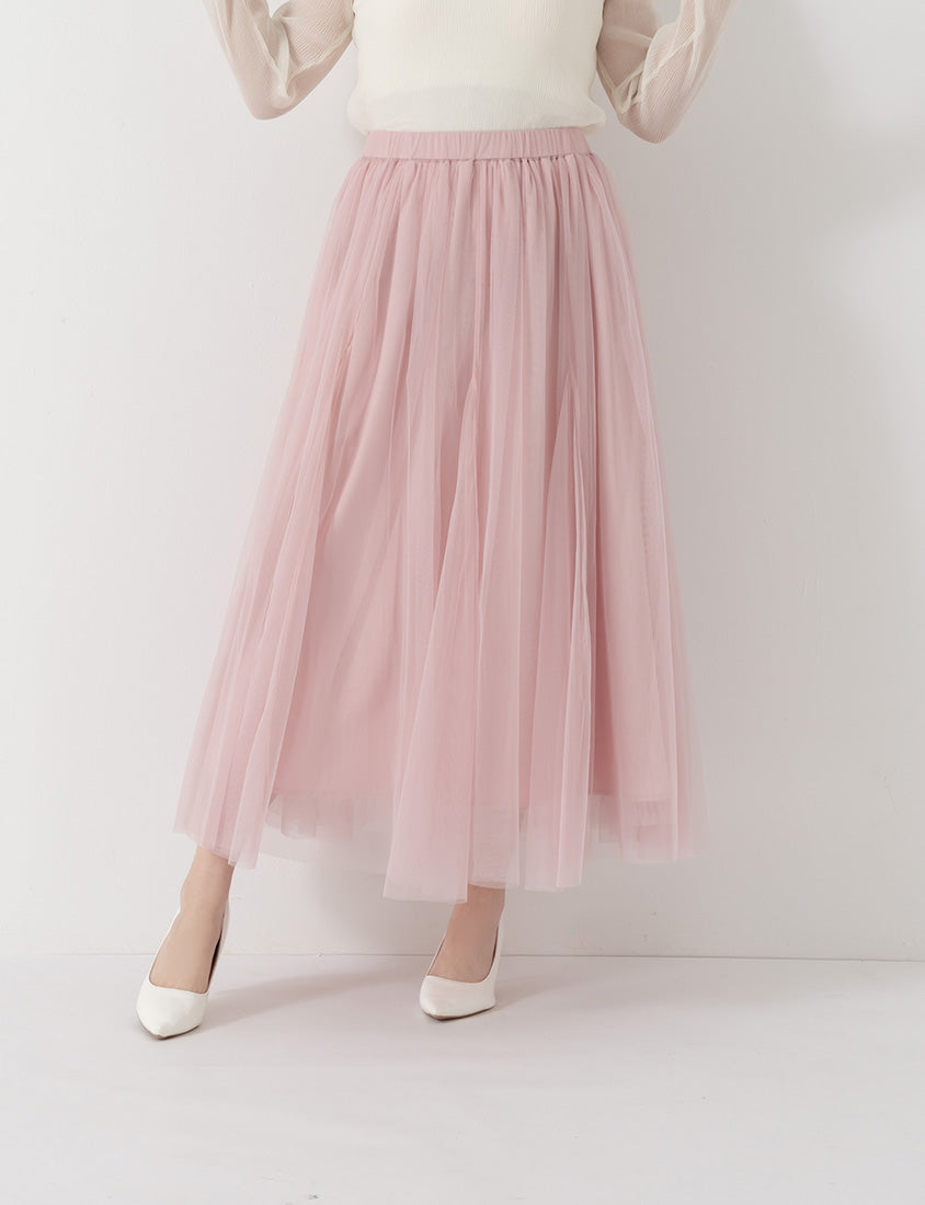 MISS. Elegant Flared Tiered Tulle Plus Size Maxi Skirt