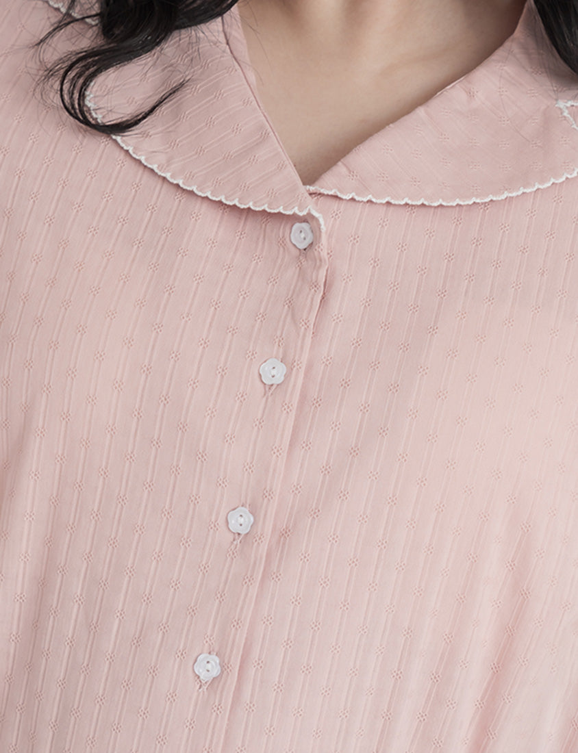 Cute Jacquard Contrast Cuban Collar Plus Size Shirt