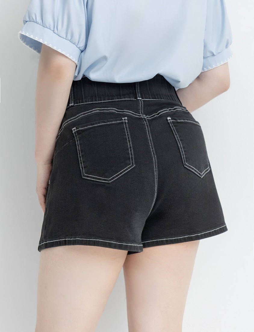 Slimming High Waist A-Line Plus Size Denim Shorts