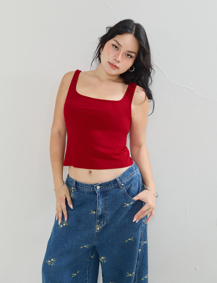 MUA! Sexy Open-Back Square Neck Plus Size Tank Top
