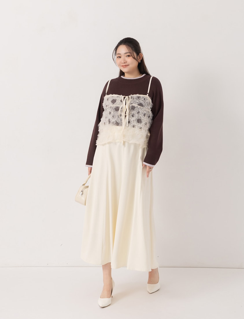 MISS. Versatile Round Neck Side Slit Colorblock Plus Size Knit Top
