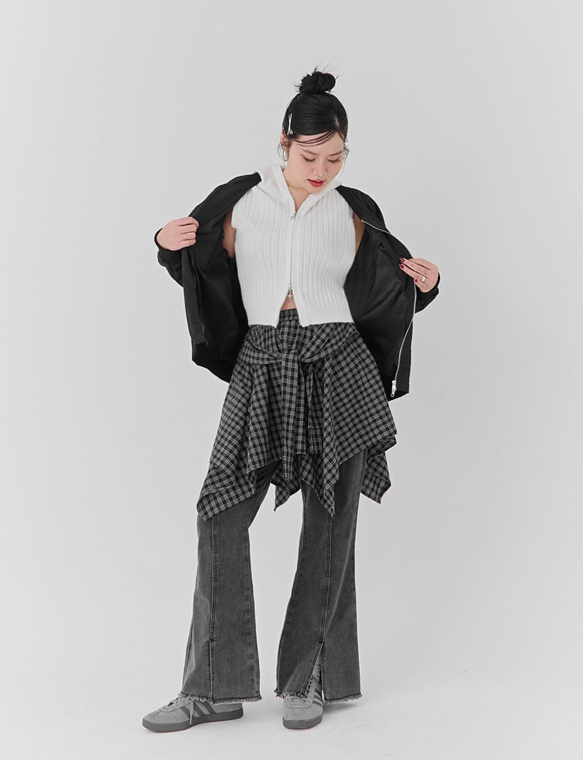 Double-Zip Hooded Plus Size Knit Vest