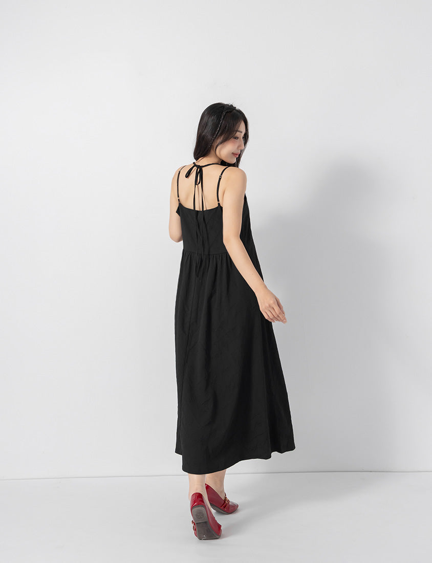 Elegant Jacquard Tie-Back Plus Size Maxi Dress