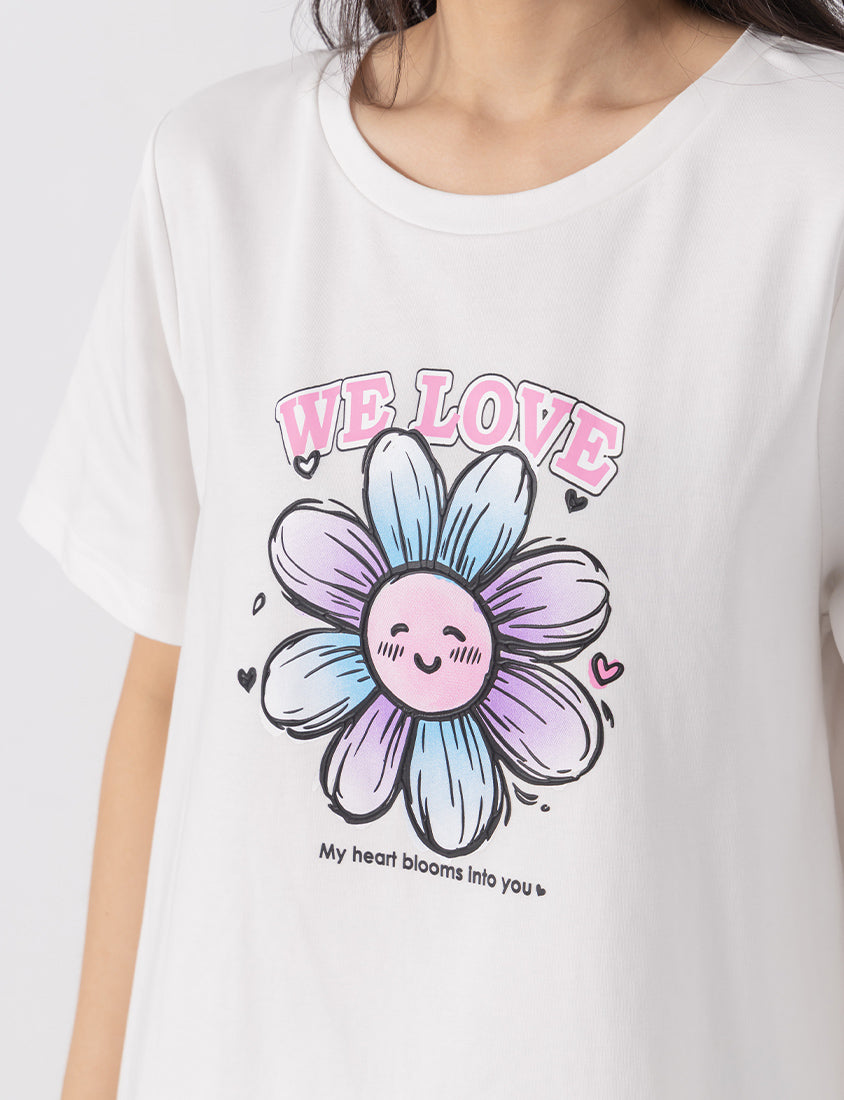 3D Gradient Floral Print Plus Size Tee