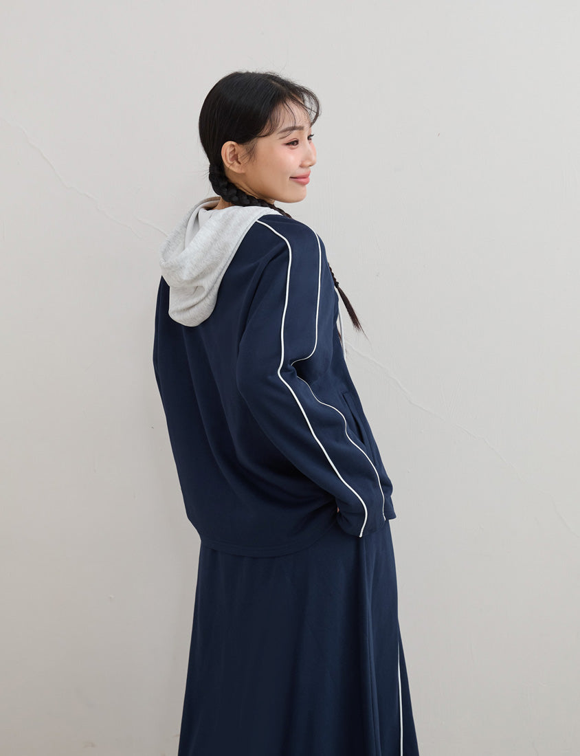 American Sporty Colorblock Oversized Long Sleeve Top (Unisex)