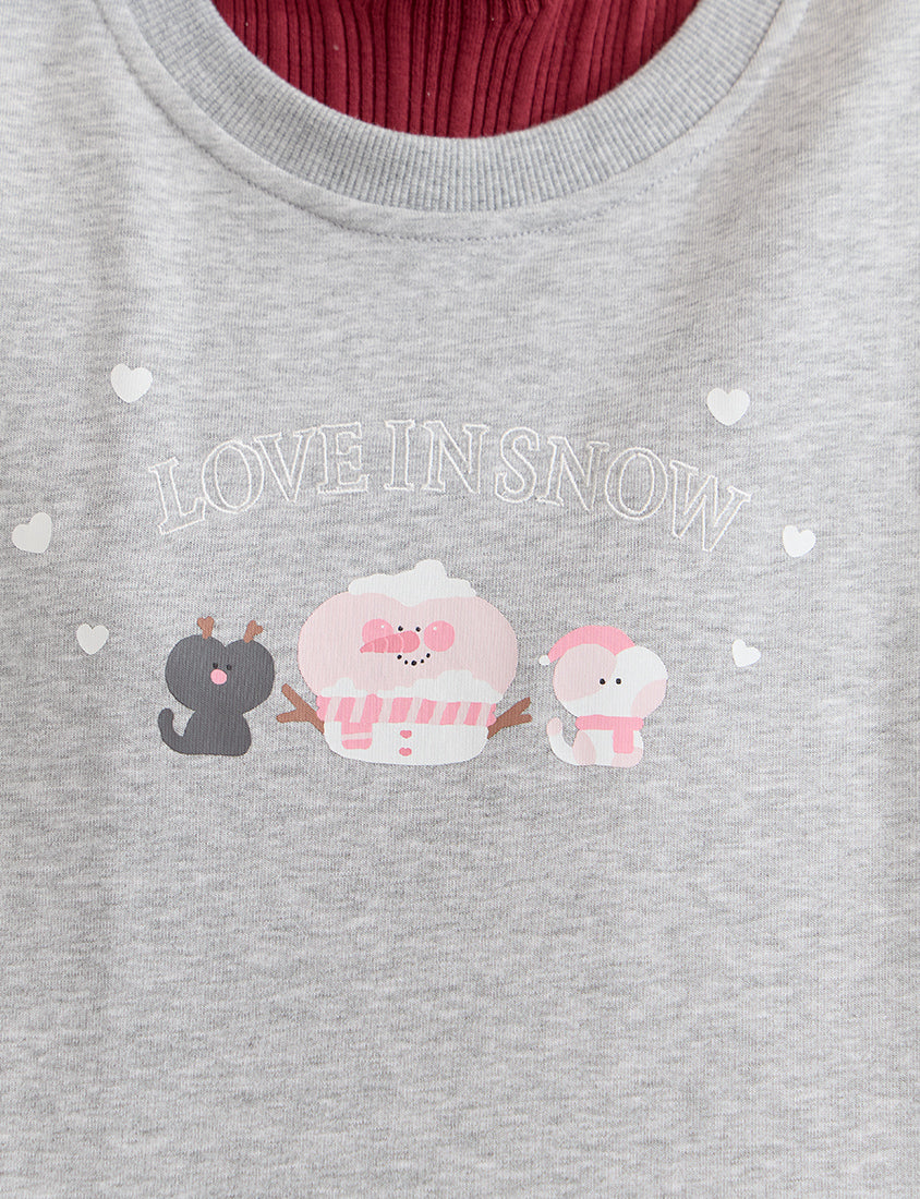 Winter Heart Print Plus Size Sweatshirt (Little Heart Collab)