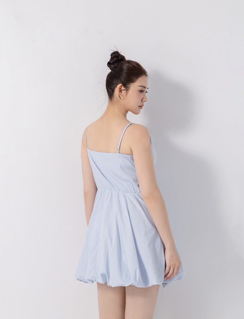 Cute Bubble Hem Adjustable Strap Plus Size Mini Dress