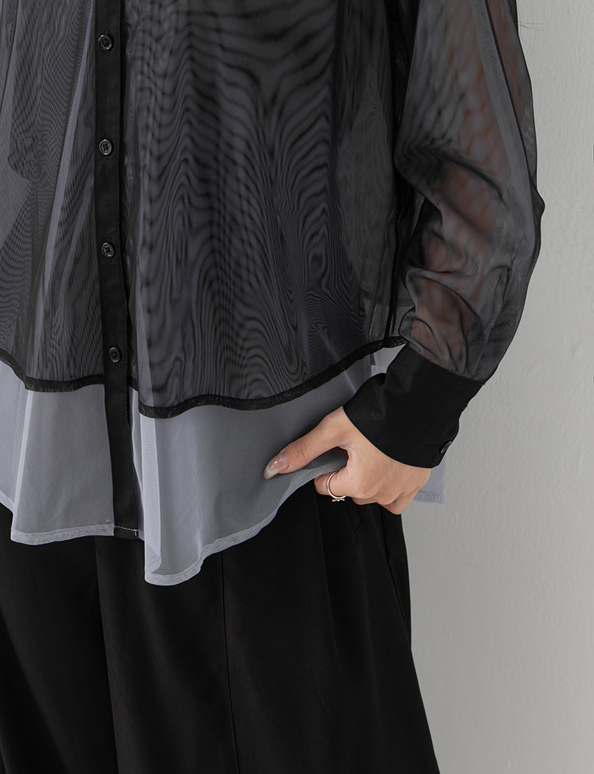 MISS. Japanese-Inspired Ethereal Sheer Layered Plus Size Shirt
