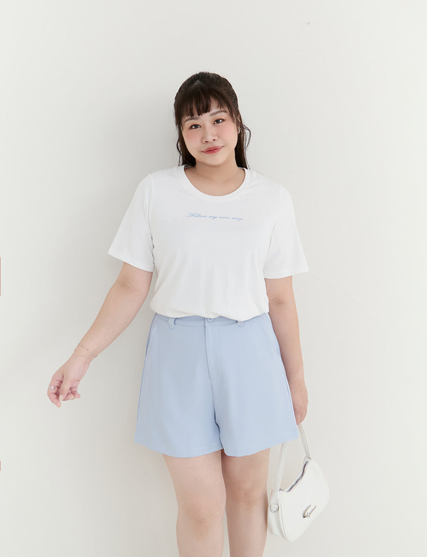 MISS. Elegant Contrast Letter Print Plus Size Tee