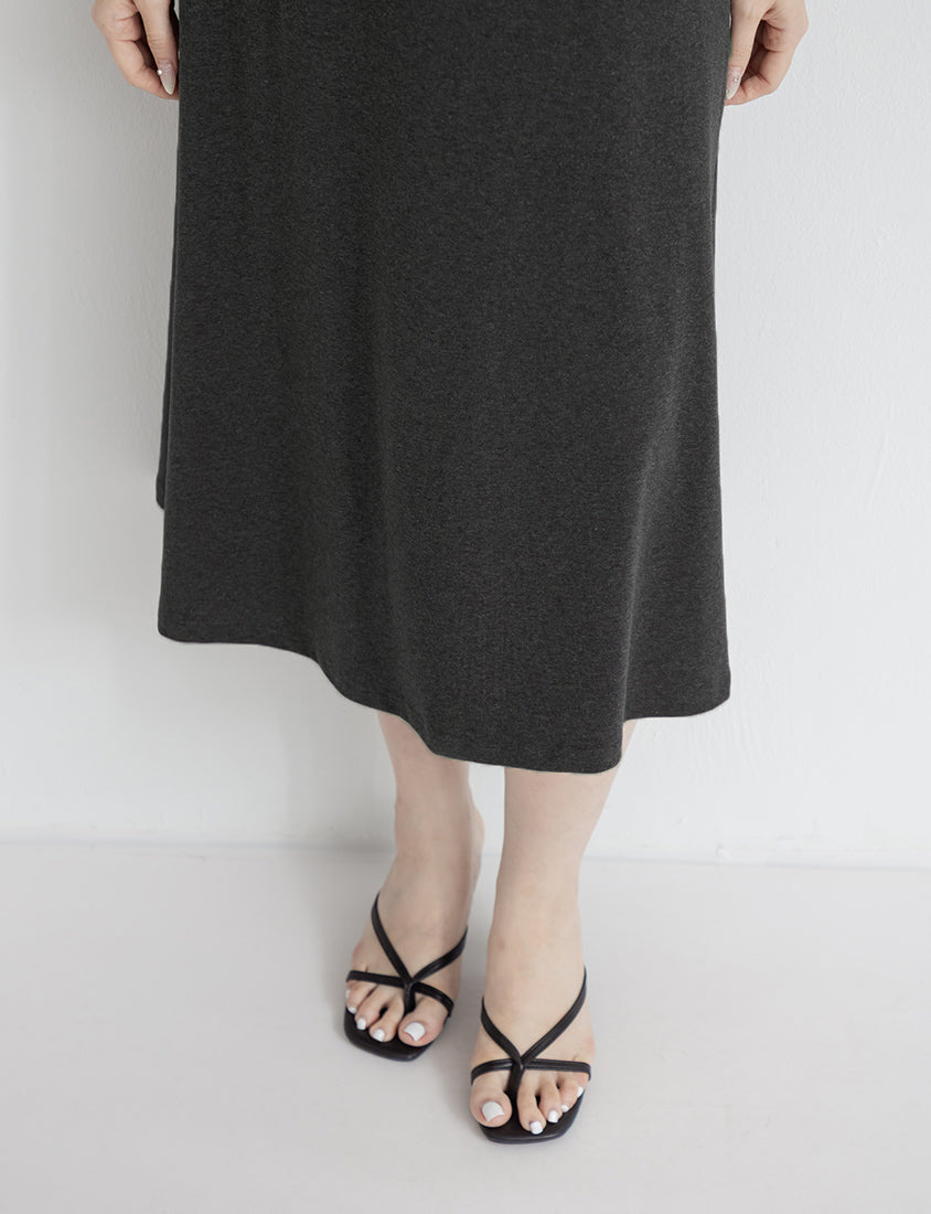 Skin-Friendly Stretch Faux Two Piece Plus Size Maxi Dress