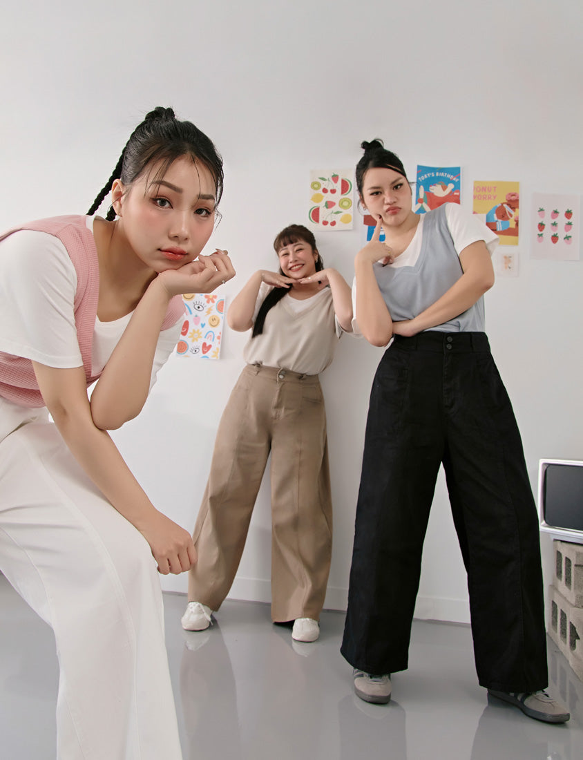 Apple-Shaped Friendly! Perfect Fit Twill Cotton Plus Size Wide Pants