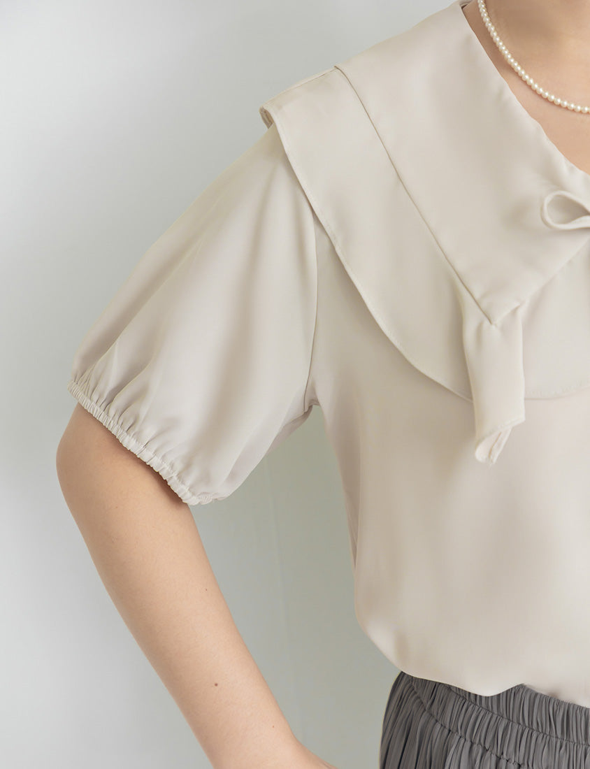 MISS. Ruffle Collar Chiffon Plus Size Shirt