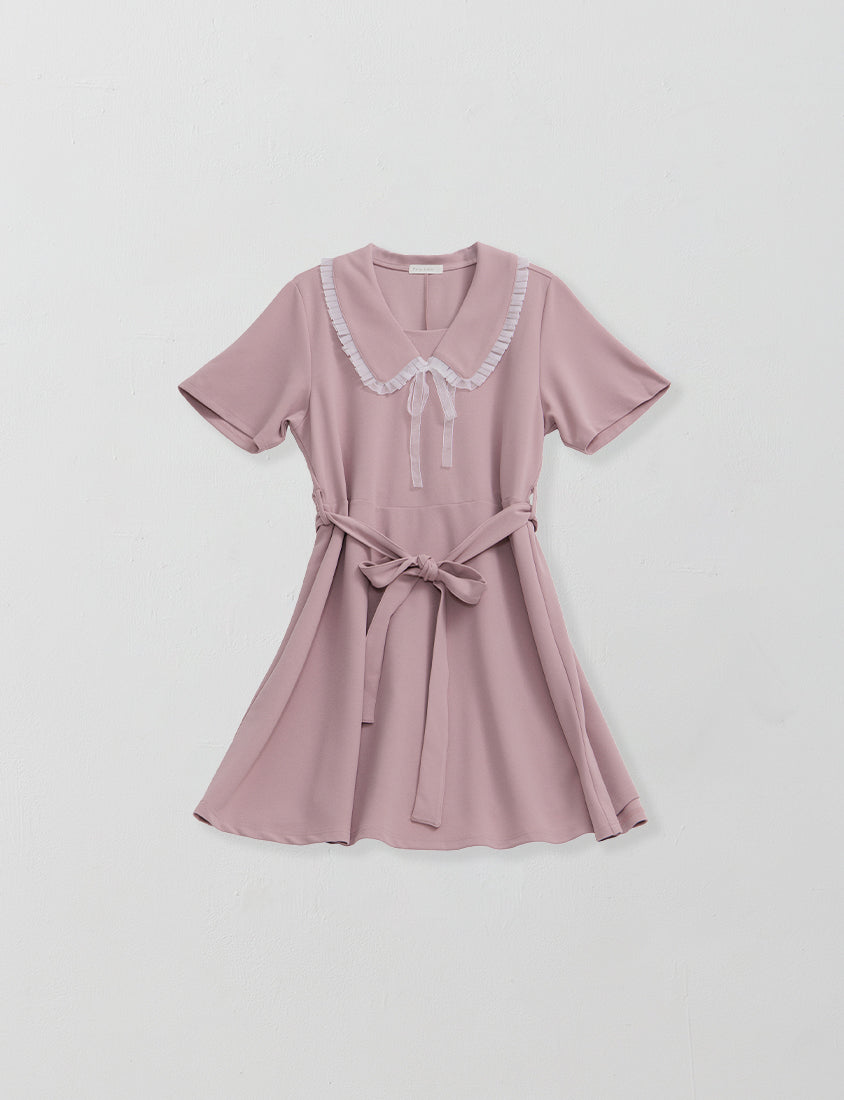 Sweet Preppy Contrast Collar Plus Size Maxi Dress