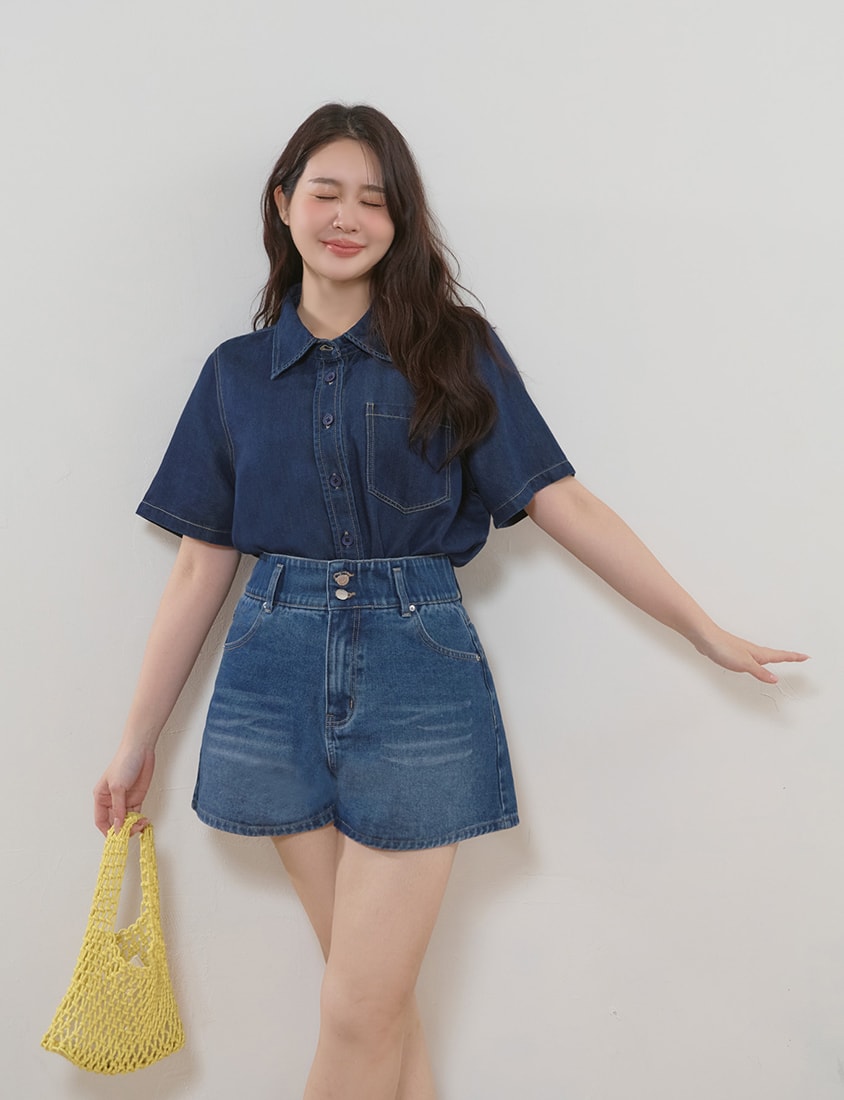 Cooling Tencel Silky Denim Plus Size Shirt
