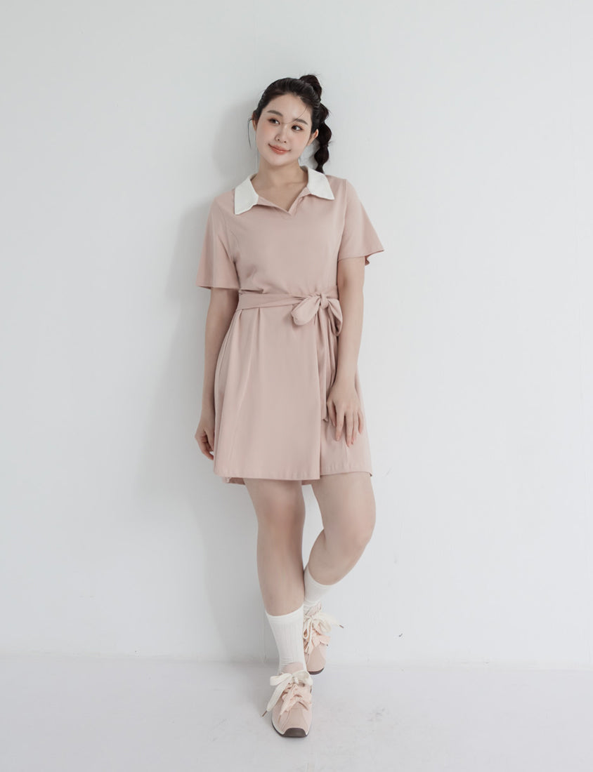 Instant Icy Cooling Collar Plus Size Mini Dress (With Waist Belt)