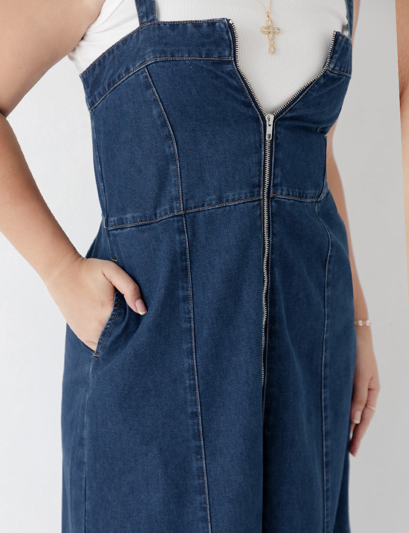 MUA! Sexy Denim Zipper Plus Size Cami Dress