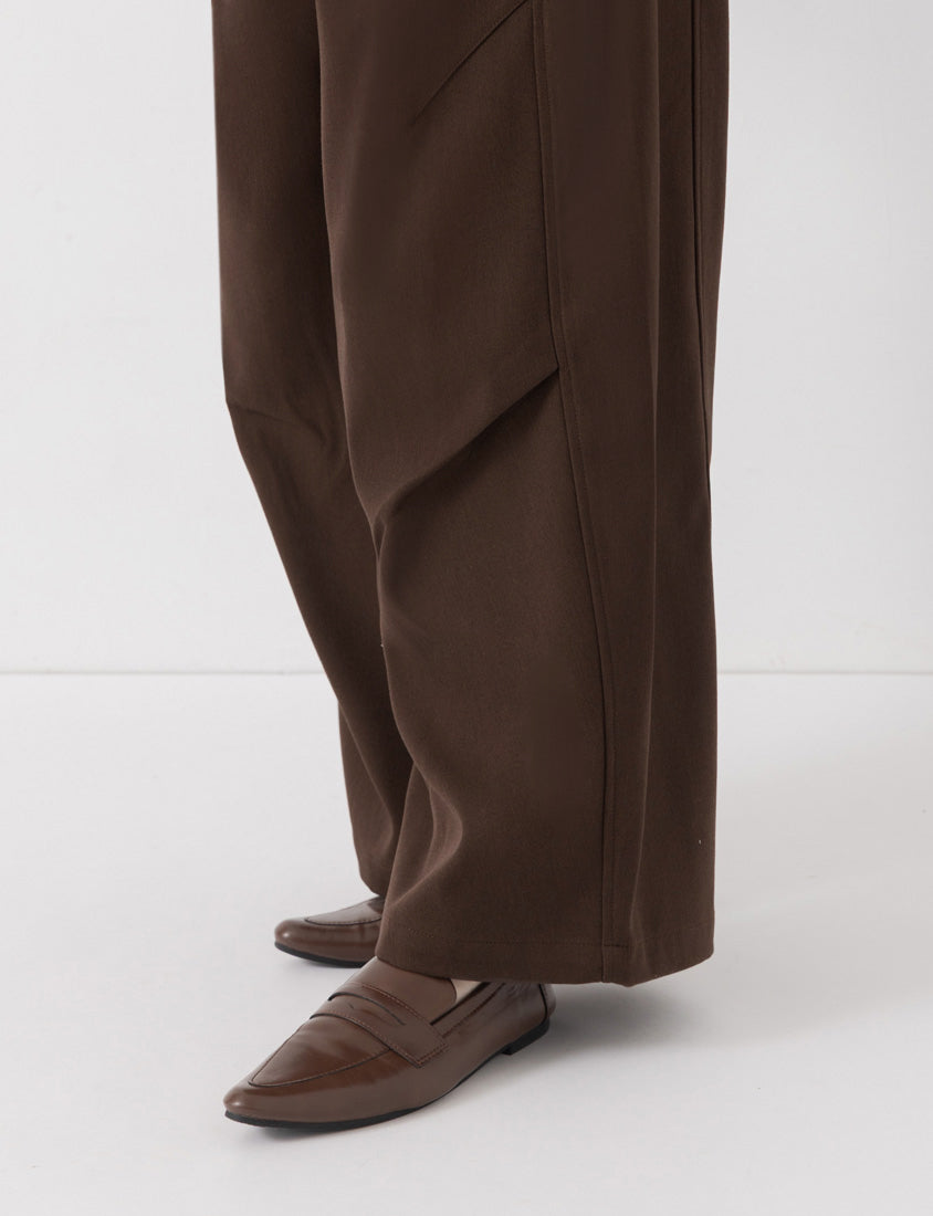 Elastic-Back Curved-Leg Plus Size Trousers