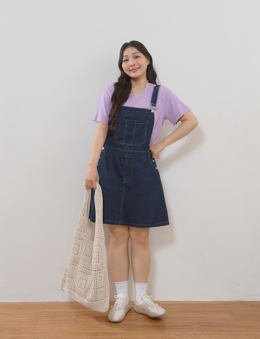 Playful Adjustable Denim Plus Size Overall Skirt