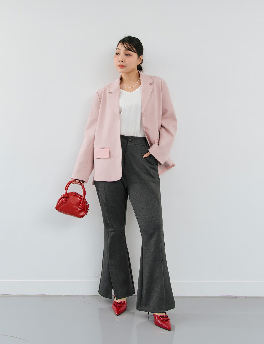 MISS. Pear-Shaped Friendly! Perfect Fit Slit Plus Size Flare Tailored Pants