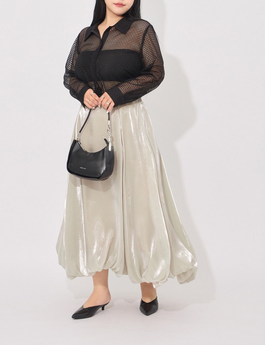 MORE U Textured Geometric Cut-Out Plus Size Shirt