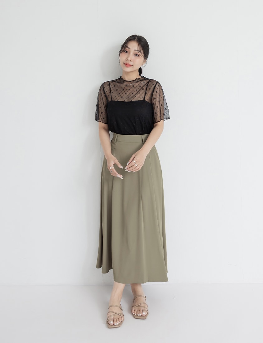 MISS. Slim Fit Tailored Pleated A-Line Plus Size Maxi Skirt