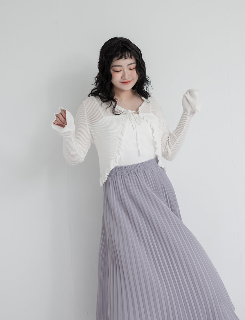Elegant Flowy Elastic Waist Pleated Plus Size Maxi Skirt