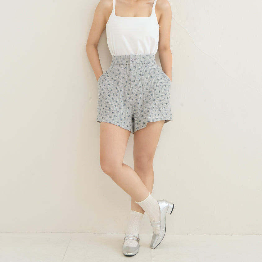 Sweet Floral Waffle Plus Size Shorts