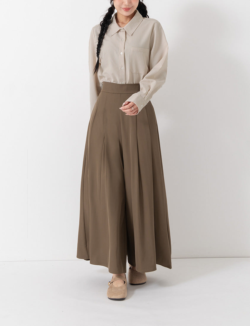 Instant Cooling Chiffon Pleated Plus Size Wide Leg Pants