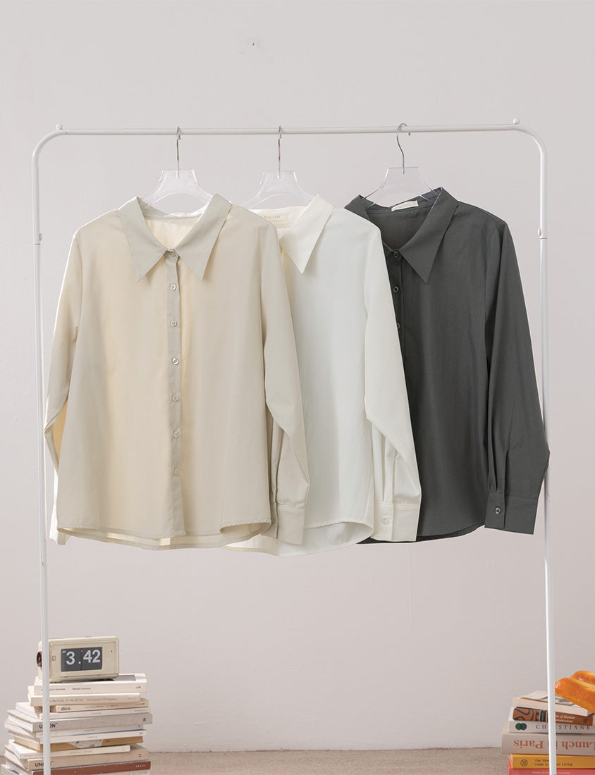 MISS. Minimal Breathable Lyocell Long Sleeve Plus Size Shirt