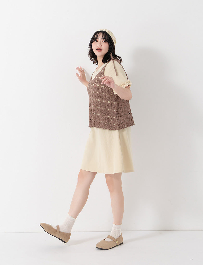 Japanese-Inspired Crochet Grid Plus Size  Vest