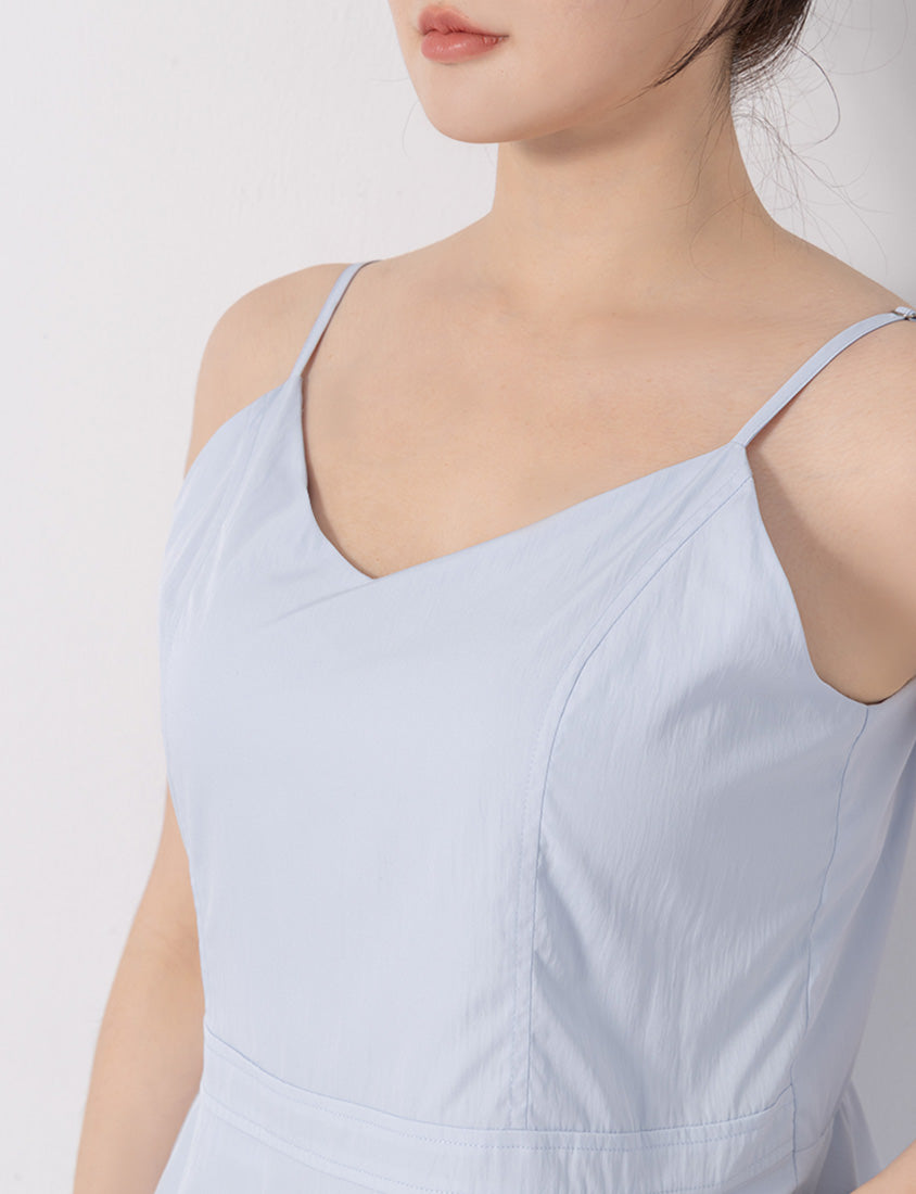 Cute Bubble Hem Adjustable Strap Plus Size Mini Dress