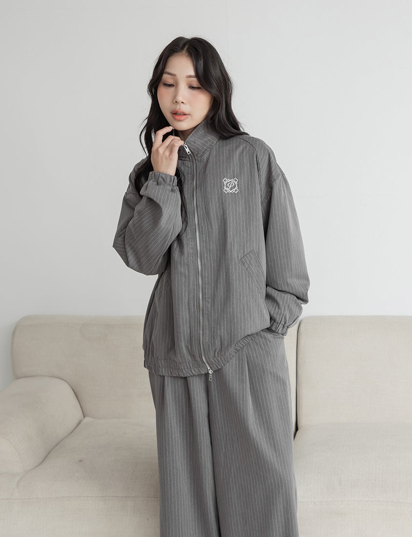 American Casual Striped Plus Size Jacket