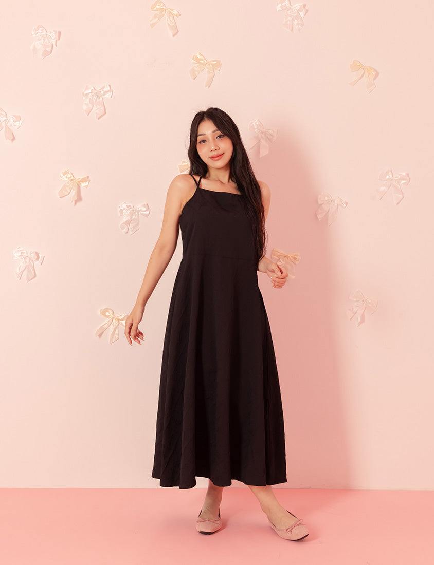 Elegant Jacquard Tie-Back Plus Size Maxi Dress