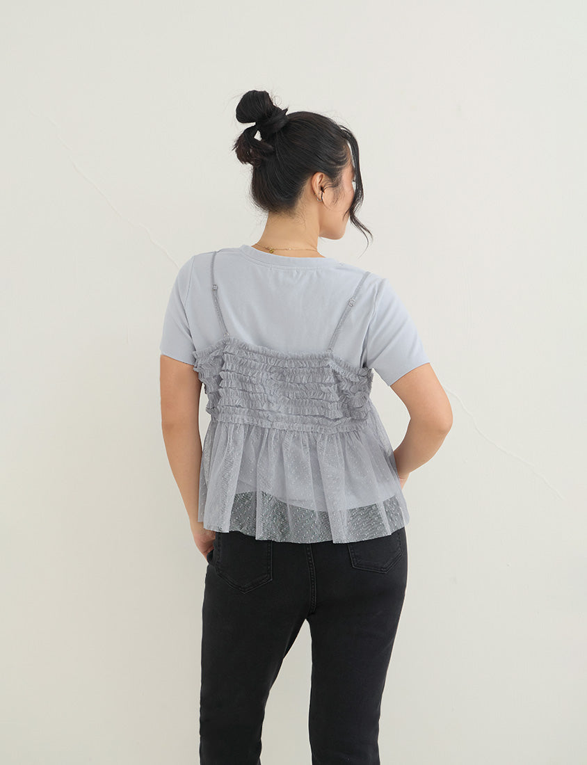 2-Way Japanese Polka Dot Mesh Plus Size Cami Top