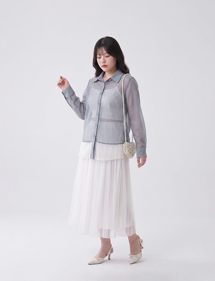 MISS. Japanese-Inspired Ethereal Sheer Layered Plus Size Shirt