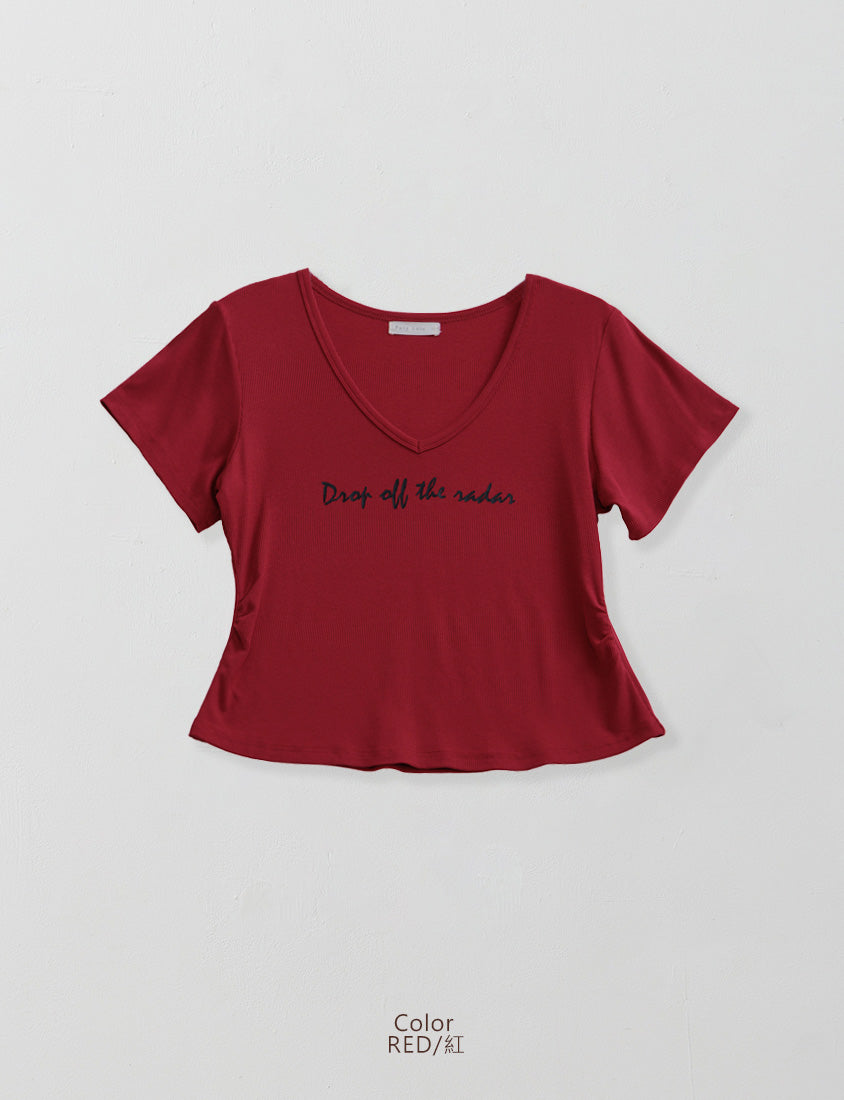 MUA! V-Neck Printed Ribbed Plus Size Top