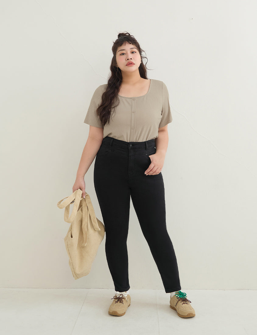 High-Waist Stretch Slim-Leg Plus Size Pants (Regular)
