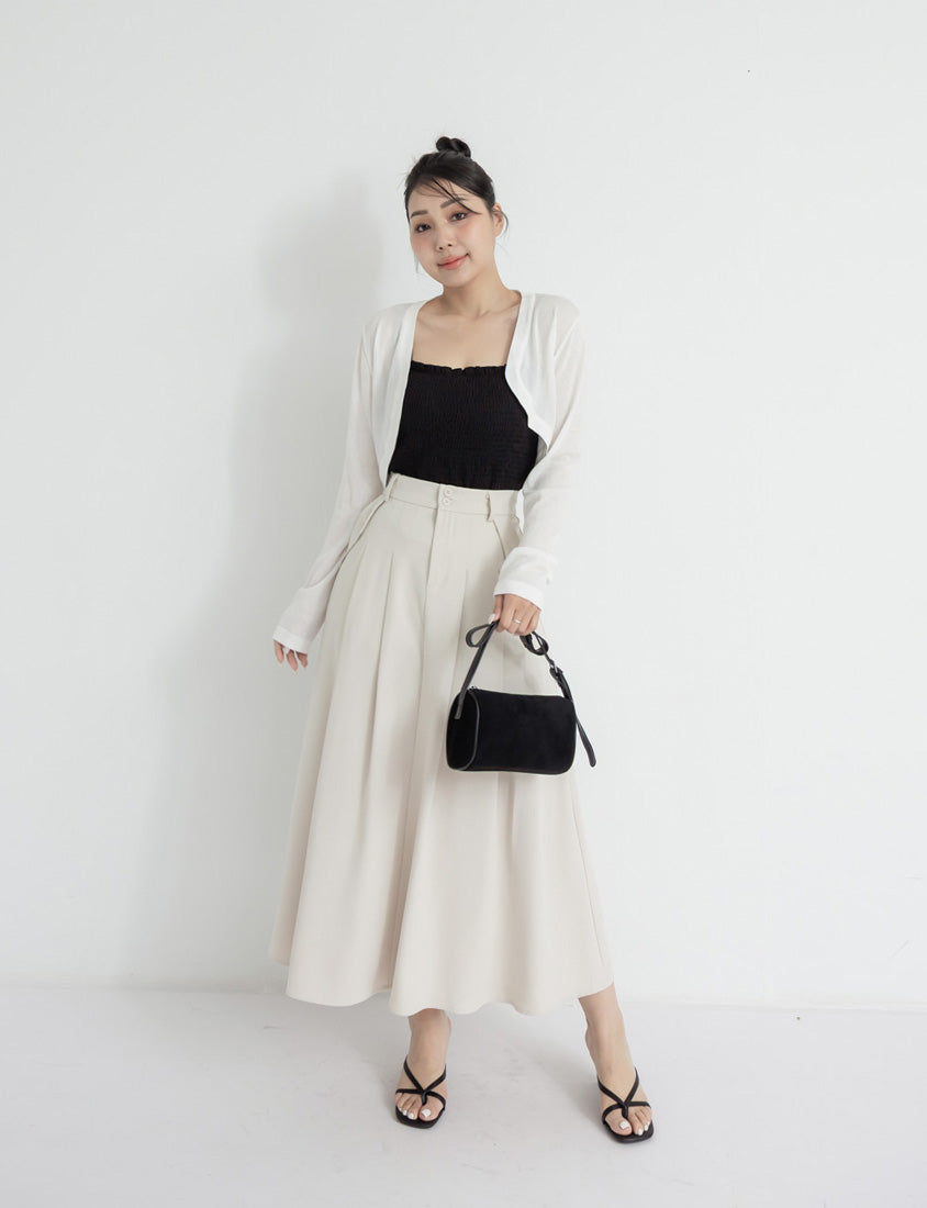 High Waist Double Button Pleated Chiffon Plus Size Skirt