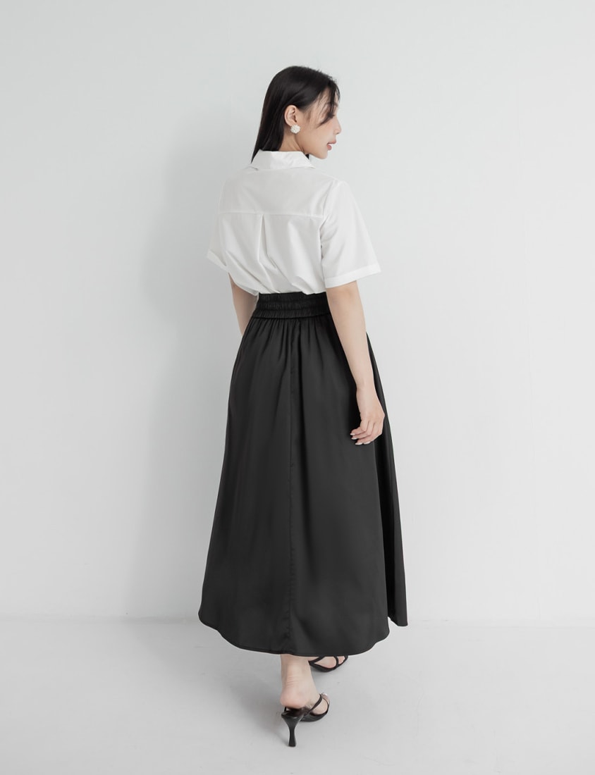 MISS. Minimal V-Neck Placket Rolled Sleeve Plus Size Shirt