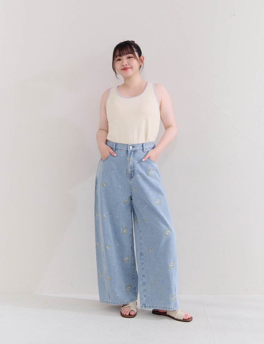 Pobra. Lyocell Cloud Cotton Contrast Plus Size Bra Tank Top