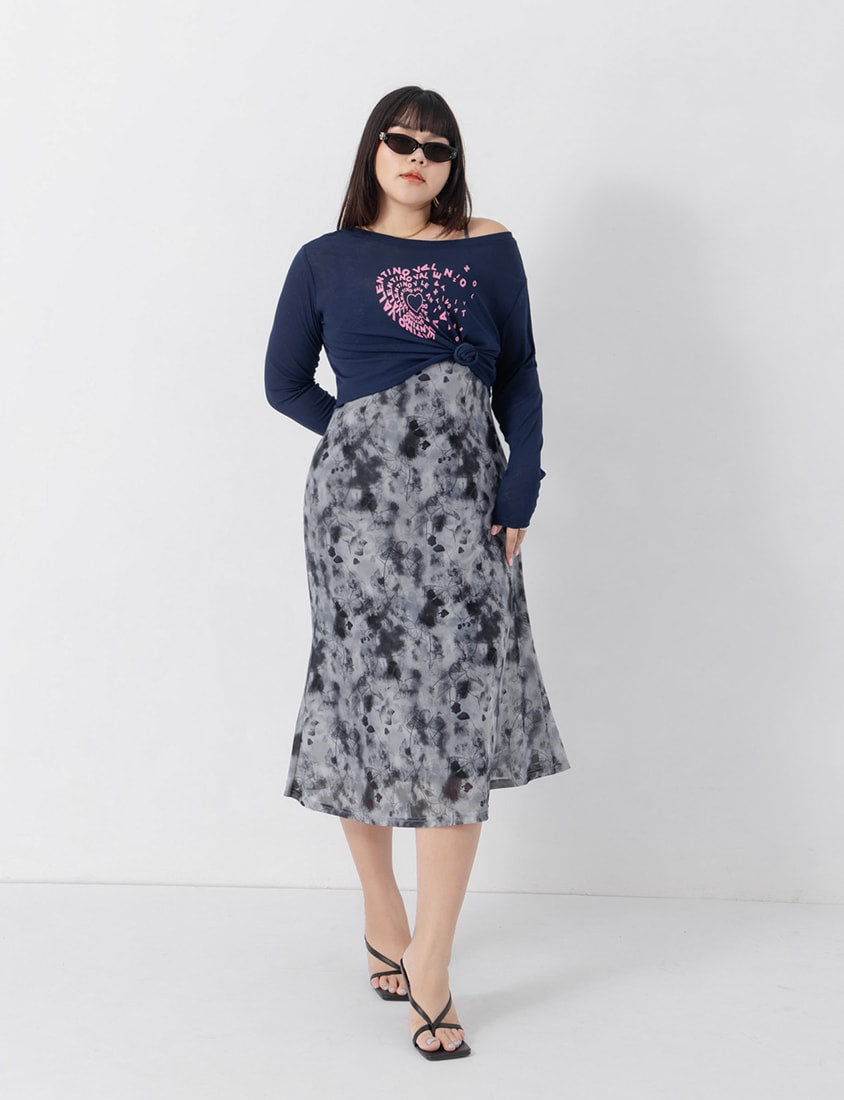 MUA! Sheer Adjustable Tie-Dye Plus Size Maxi Dress