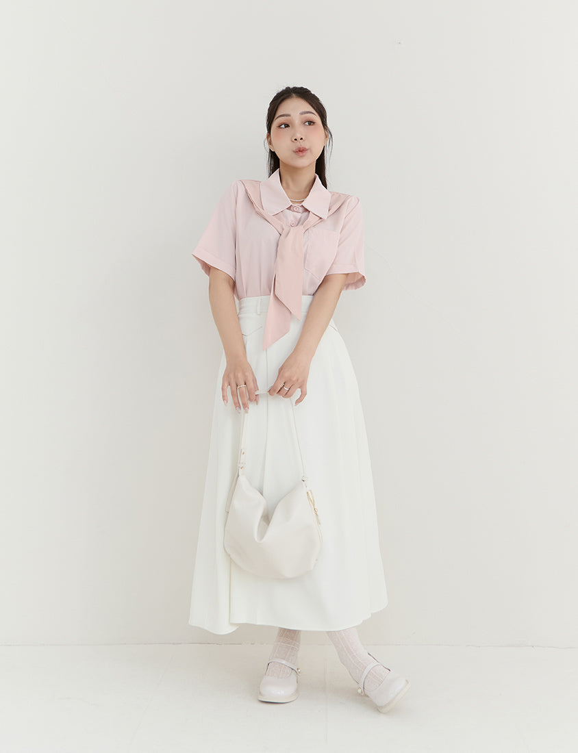 MISS. Morandi Faux Two Piece Plus Size Shirt (With Shawl)