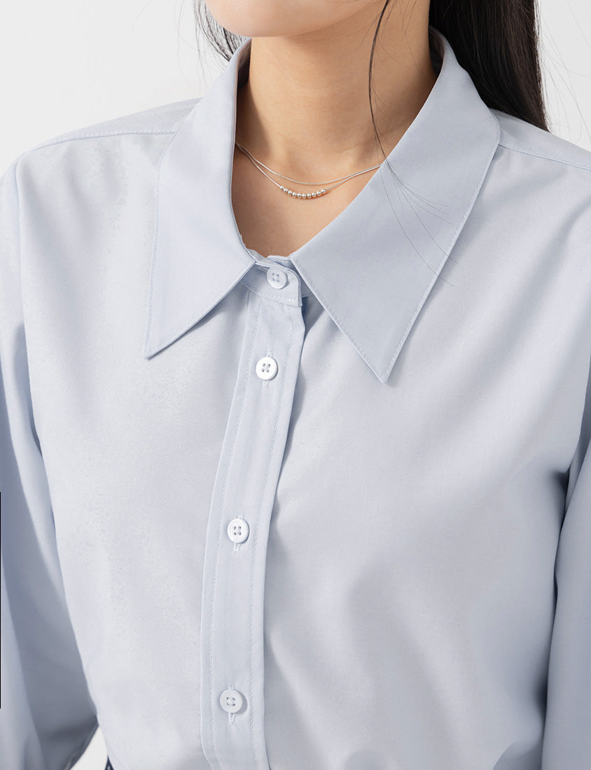 MISS. Easy-Care Contrast Color Long Sleeve Plus Size Shirt