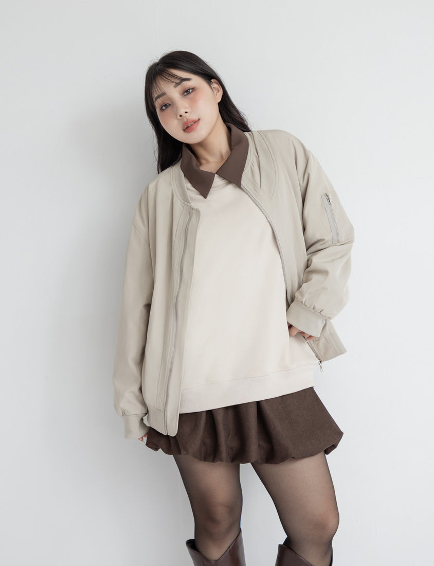 Matching Moments Asymmetric Plus Size Oversized Bomber Jacket (Unisex)