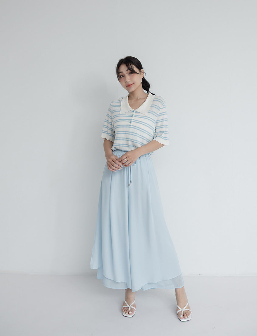 Flowy Layered Chiffon Plus Size Wide Leg Pants