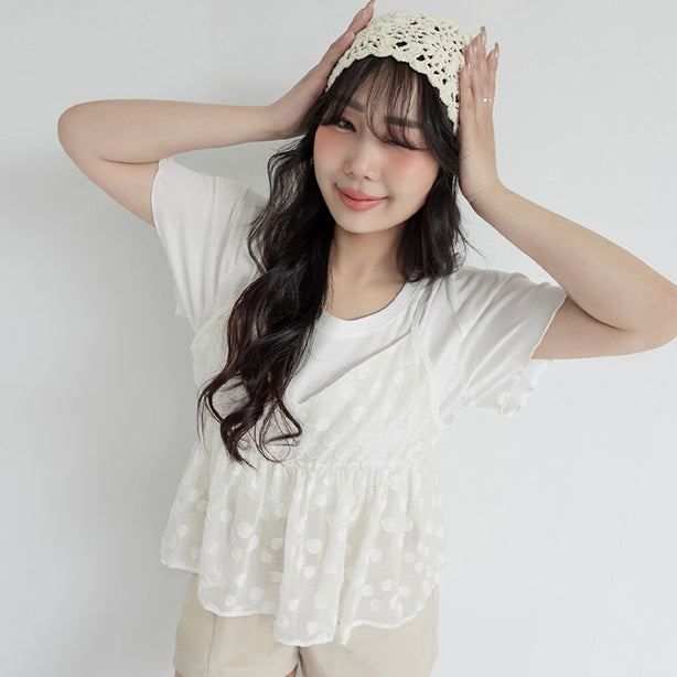 Playful Bubble Plaid Plus Size Two-Piece Set